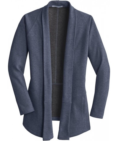 Ladies Interlock Cardigan. L807 Estate Blue Heather/Charcoal Heather $16.38 Sweaters