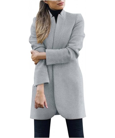 Women's Wool Blend Trench Coats Mid Long Warm Wool Pea Coats Fashion Dressy Casual Office Winter Jackets with Pockets D-grey ...