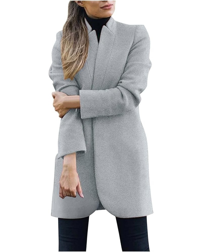 Women's Wool Blend Trench Coats Mid Long Warm Wool Pea Coats Fashion Dressy Casual Office Winter Jackets with Pockets D-grey ...