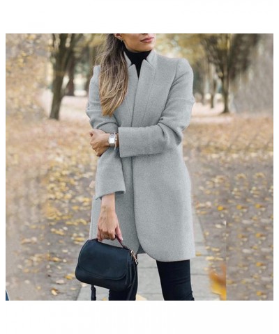 Women's Wool Blend Trench Coats Mid Long Warm Wool Pea Coats Fashion Dressy Casual Office Winter Jackets with Pockets D-grey ...