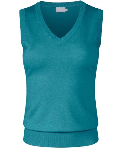 Women's Solid Basic V-Neck Sleeveless Soft Stretch Pullover Sweater Vest Top Jsw001_darkgreen $14.03 Sweaters