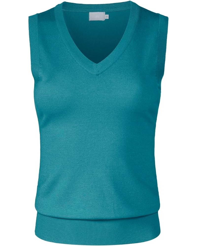 Women's Solid Basic V-Neck Sleeveless Soft Stretch Pullover Sweater Vest Top Jsw001_darkgreen $14.03 Sweaters