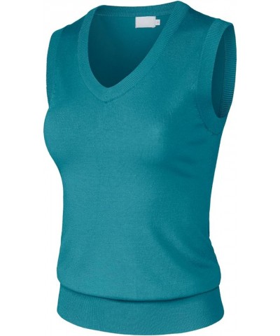 Women's Solid Basic V-Neck Sleeveless Soft Stretch Pullover Sweater Vest Top Jsw001_darkgreen $14.03 Sweaters