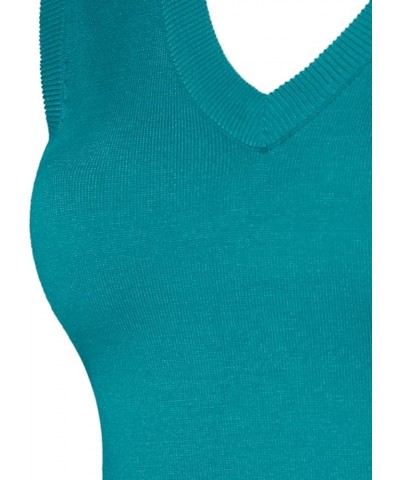 Women's Solid Basic V-Neck Sleeveless Soft Stretch Pullover Sweater Vest Top Jsw001_darkgreen $14.03 Sweaters