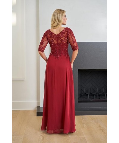 Women's V-Neck Beaded Lace Appliques Mother of The Bride Dresses with Sleeve Long Evening Formal Dress Gray $49.39 Dresses