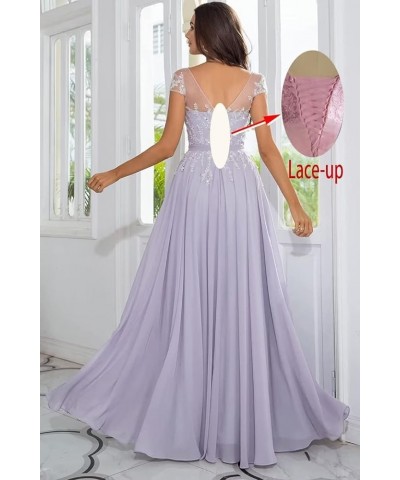 Lace Appliques Mother of The Bride Dresses Long Beaded Chiffon Evening Dress Wedding Party Gowns for Women Dusty Purple $32.6...