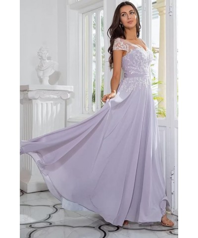 Lace Appliques Mother of The Bride Dresses Long Beaded Chiffon Evening Dress Wedding Party Gowns for Women Dusty Purple $32.6...