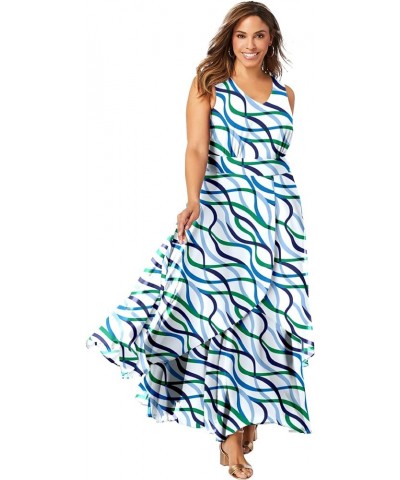 Women's Plus Size Georgette Flyaway Maxi Dress Kelly Green Ribbon $47.16 Dresses