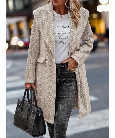 Women Coat Long Jacket: Winter Fashion Long Sleeve Lapel Casual Overcoat With Belt Khaki $30.55 Coats