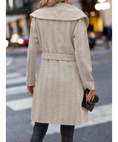 Women Coat Long Jacket: Winter Fashion Long Sleeve Lapel Casual Overcoat With Belt Khaki $30.55 Coats