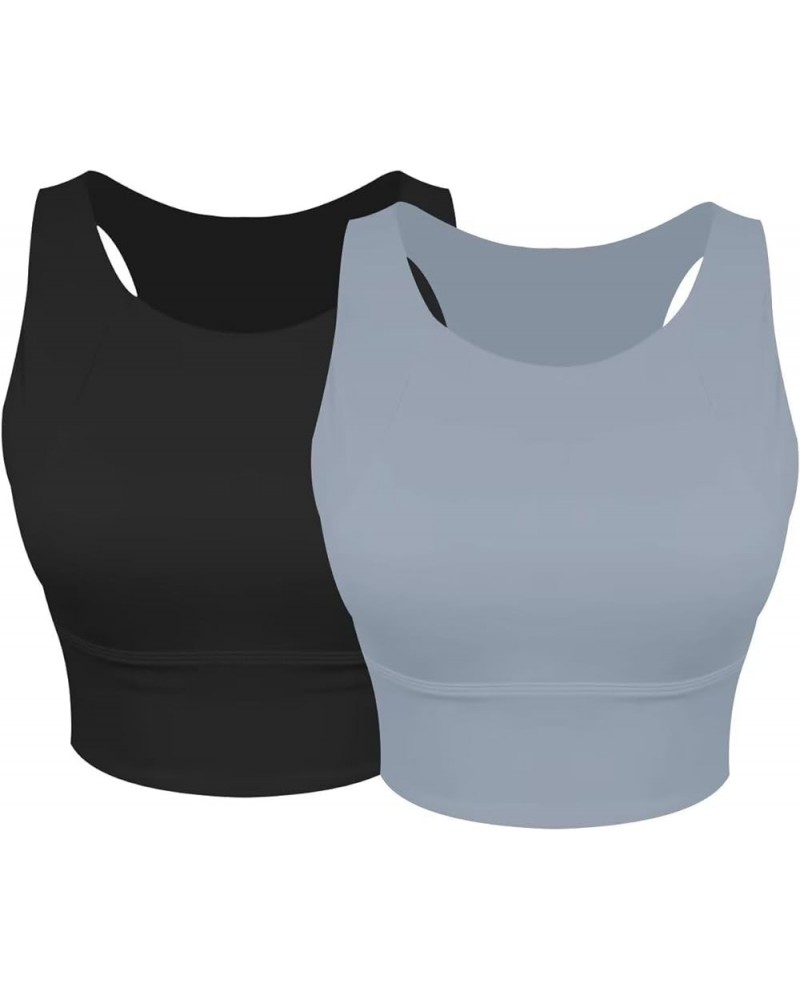 Longline Sports Bras for Women,Sewn in Padded,Racerback Bra Workout Fitness Running Stretchy Shirts Yoga Tank Tops Women's Sp...