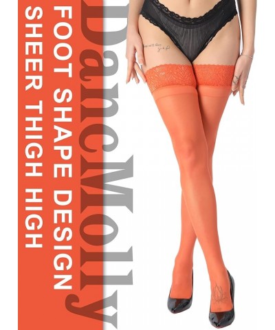 Silky Thigh High Stockings, with 17+ Colors Sheer Silicone Lace Top Pantyhose for Women, 1-3 Pair Burnt Orange 2 Pairs $10.39...