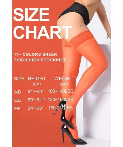 Silky Thigh High Stockings, with 17+ Colors Sheer Silicone Lace Top Pantyhose for Women, 1-3 Pair Burnt Orange 2 Pairs $10.39...