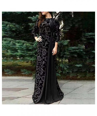 Women Muslim Lace Long Maxi Dress Kaftan Abaya Jilbab Long Sleeve Dress A-black $14.39 Dresses