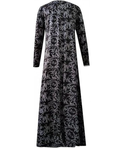 Women Muslim Lace Long Maxi Dress Kaftan Abaya Jilbab Long Sleeve Dress A-black $14.39 Dresses