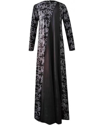 Women Muslim Lace Long Maxi Dress Kaftan Abaya Jilbab Long Sleeve Dress A-black $14.39 Dresses