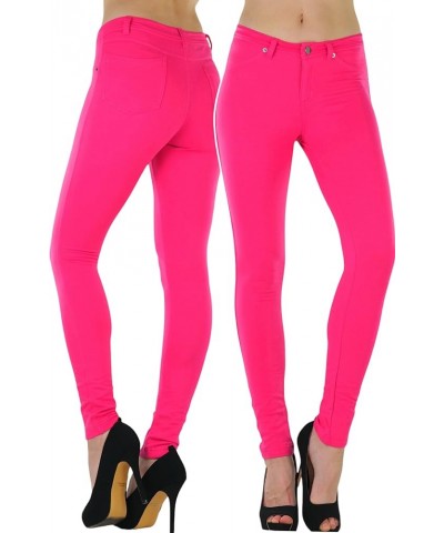 Women's Elastic Skinny Pull On Jeggings w/Zipper & Pockets Coral $10.37 Leggings