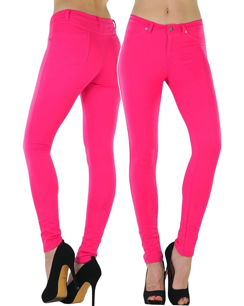 Women's Elastic Skinny Pull On Jeggings w/Zipper & Pockets Coral $10.37 Leggings