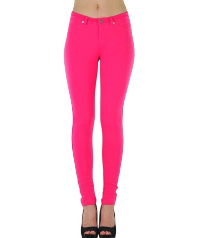 Women's Elastic Skinny Pull On Jeggings w/Zipper & Pockets Coral $10.37 Leggings