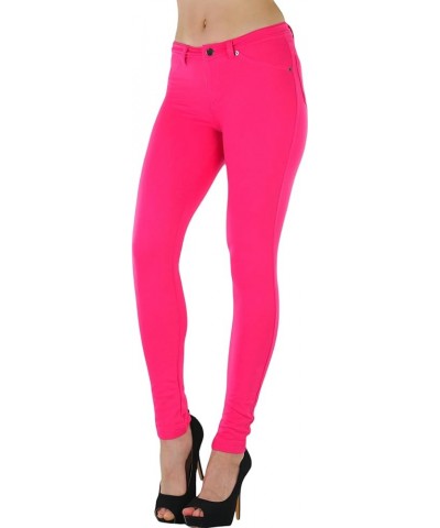 Women's Elastic Skinny Pull On Jeggings w/Zipper & Pockets Coral $10.37 Leggings