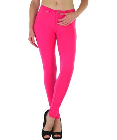 Women's Elastic Skinny Pull On Jeggings w/Zipper & Pockets Coral $10.37 Leggings