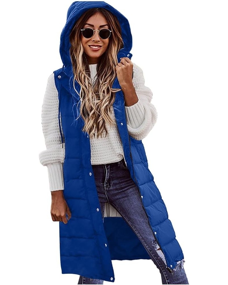 Jackets For Women Fall Winter 2022 Casual Loose Light Down Vest Coats Solid Sleeveless Zip Up Hoodies With Pockets B Blue $15...