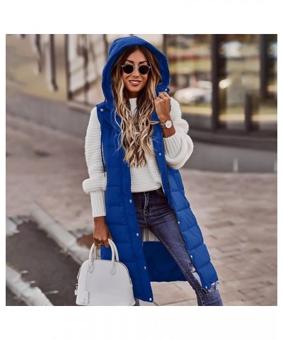 Jackets For Women Fall Winter 2022 Casual Loose Light Down Vest Coats Solid Sleeveless Zip Up Hoodies With Pockets B Blue $15...