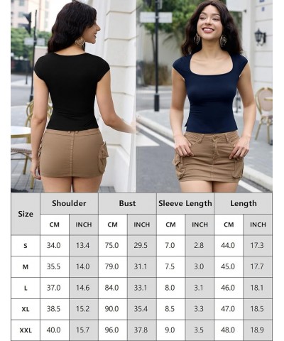 Short Sleeve Tight Shirts for Women Sexy Going Out Crop Tops Summer Basic Cute Slim Fit Y2K T-Shirts Black and Haze Blue $16....