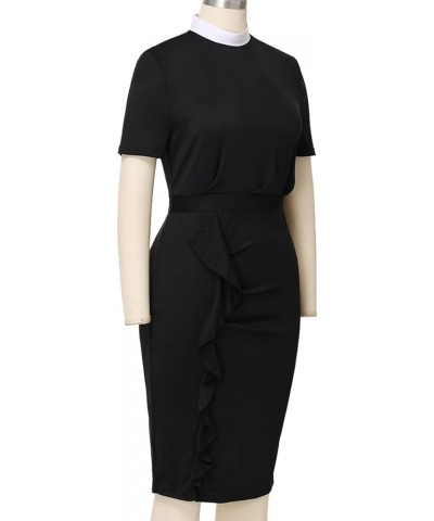 Catholic Church Black Women Clergy Mass Dress Stand Collar Sheath Dress Black $17.33 Dresses