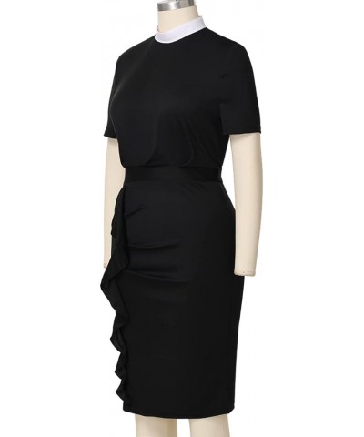 Catholic Church Black Women Clergy Mass Dress Stand Collar Sheath Dress Black $17.33 Dresses