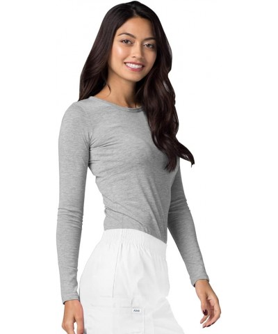 Adar Underscrubs for Women 2 Pack - Long Sleeve Underscrub Comfort Tee Heather Charcoal / Marl Gray $13.81 Tops