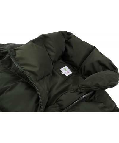 Women's Stand Collar Puffer Jacket Oblique Zip Up Quilted Coat Ivy Green $16.45 Jackets