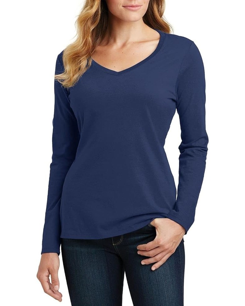 Womens Long Sleeve Shirts 100% Cotton V Neck T Shirts for Women Perfect Tee for Women Team Navy $8.01 T-Shirts