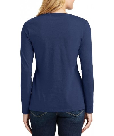 Womens Long Sleeve Shirts 100% Cotton V Neck T Shirts for Women Perfect Tee for Women Team Navy $8.01 T-Shirts