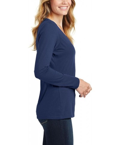 Womens Long Sleeve Shirts 100% Cotton V Neck T Shirts for Women Perfect Tee for Women Team Navy $8.01 T-Shirts