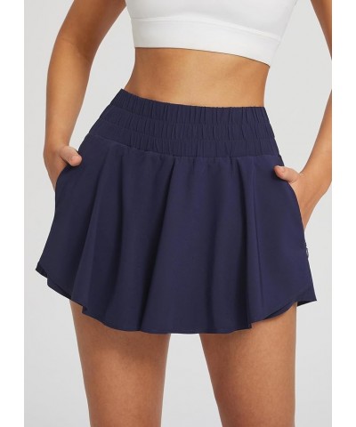 Women's 13'' Tennis Skirt High Waisted Flowy Ruffle Skorts Skirts Athletic Shorts Workout Running Zipper Pockets Navy $17.67 ...