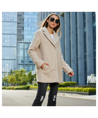 Women's Winter Wool Coat Casual Notch Lapel Peacoat Elegant Single Breasted Wool Blend Coat Beige Grey $18.64 Coats