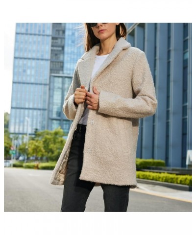 Women's Winter Wool Coat Casual Notch Lapel Peacoat Elegant Single Breasted Wool Blend Coat Beige Grey $18.64 Coats