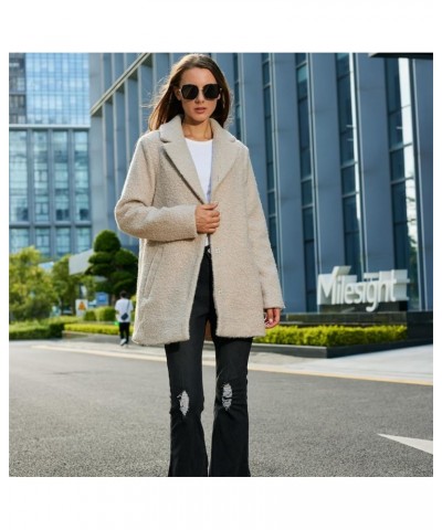 Women's Winter Wool Coat Casual Notch Lapel Peacoat Elegant Single Breasted Wool Blend Coat Beige Grey $18.64 Coats