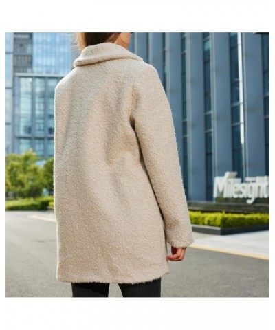 Women's Winter Wool Coat Casual Notch Lapel Peacoat Elegant Single Breasted Wool Blend Coat Beige Grey $18.64 Coats