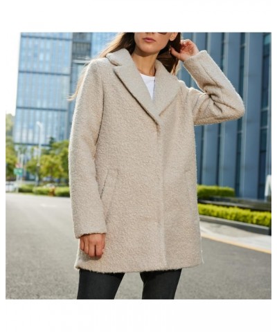 Women's Winter Wool Coat Casual Notch Lapel Peacoat Elegant Single Breasted Wool Blend Coat Beige Grey $18.64 Coats