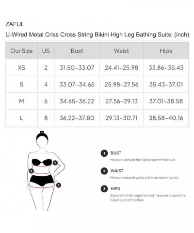 Women's Two Piece Swimsuit Textured U-Wired Metal Criss Cross String Bikini High Leg Bathing Suits Shine-light Coffee-1 $12.9...