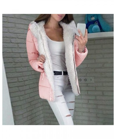 Womens Plus Size Fall Fashion 2023 Jackets Chunky Faux Shearling Long Sleeve Fleece Hooded Cardigans Oversized Coats 04 Pink ...