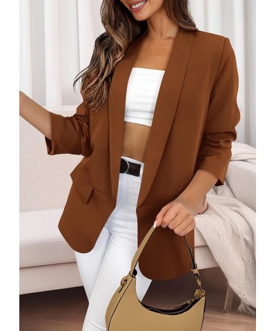 Womens Fall Fashion 2024 Casual Blazers Long Sleeve Open Front Work Suit Office Blazer Jackets with Pockets Brown $26.32 Blazers