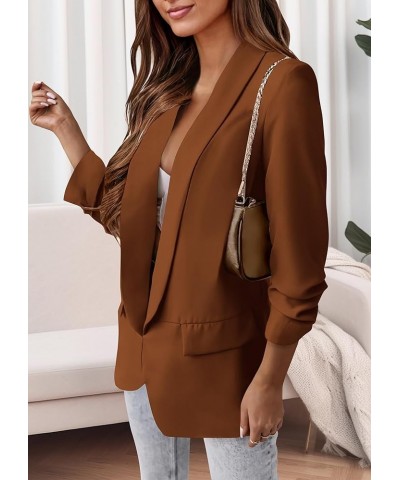 Womens Fall Fashion 2024 Casual Blazers Long Sleeve Open Front Work Suit Office Blazer Jackets with Pockets Brown $26.32 Blazers