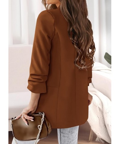 Womens Fall Fashion 2024 Casual Blazers Long Sleeve Open Front Work Suit Office Blazer Jackets with Pockets Brown $26.32 Blazers