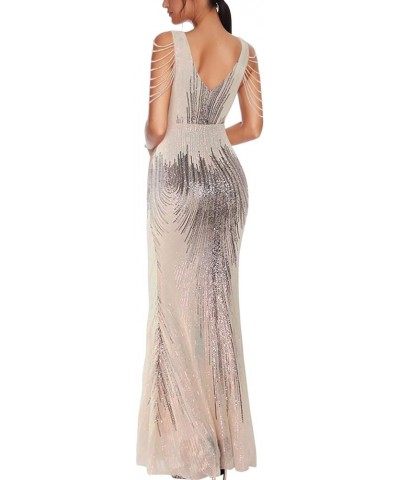 Women 1920s Plus Size Formal Dress Tassels Sleeve Sequins Gatsby Maxi Evening Gown Z-apricot Grey $33.11 Dresses