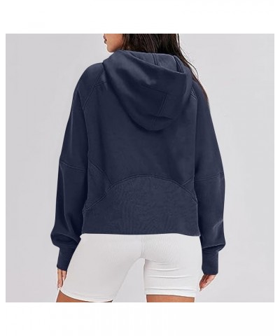 Oversized Sweatshirt for Women Casual Zip Up Cropped Pullover Trendy Long Sleeve Drop Shoulder Tops with Pockets B-navy $9.00...