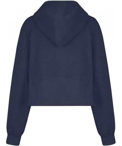 Oversized Sweatshirt for Women Casual Zip Up Cropped Pullover Trendy Long Sleeve Drop Shoulder Tops with Pockets B-navy $9.00...