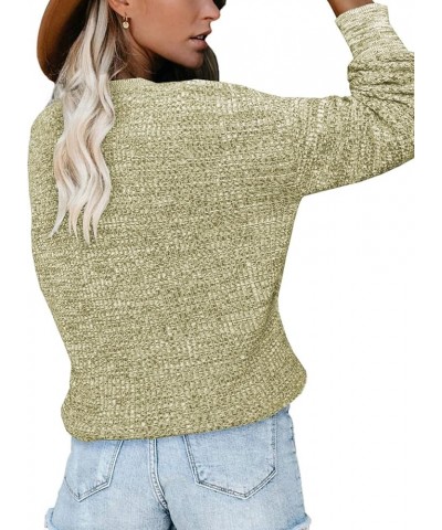 Womens 2023 Elegant Deep V Neck Wrap Long Sleeve Chunky Cable Knit Jumper Pullover Sweaters Green 02 $24.29 Sweaters